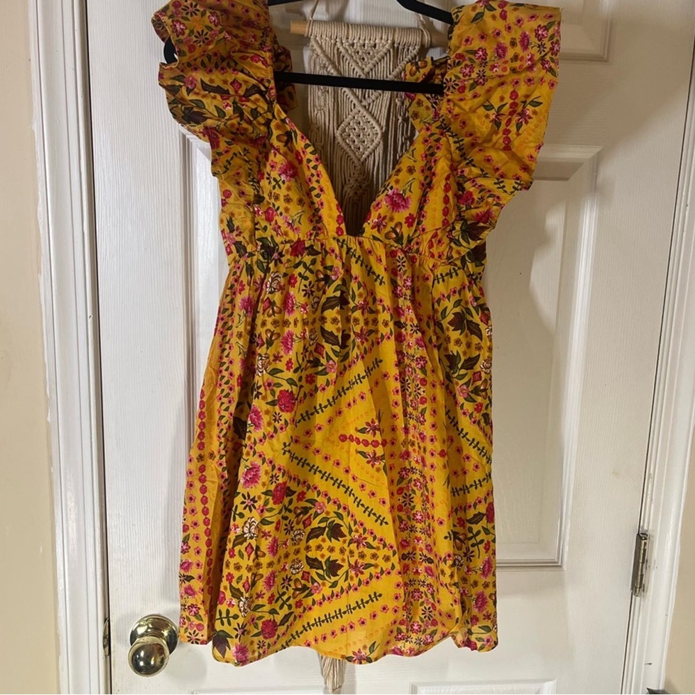 Olivaceous Yellow tropical vacation dress